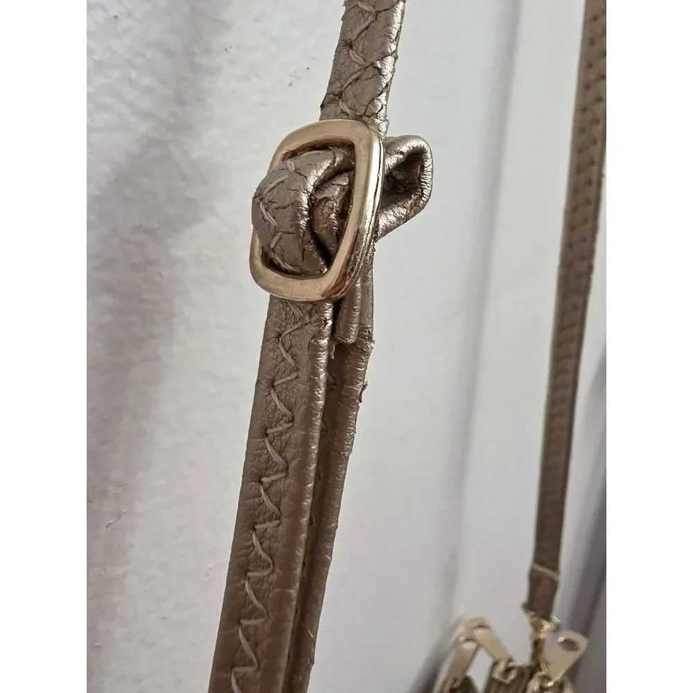 Michael Kors Metallic Gold Double Zip Crossbody Bag